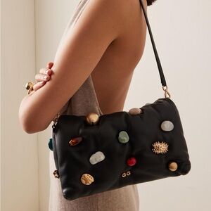 Cult Gaia Amalia Black Embellished Clutch/ Shoulder Bag